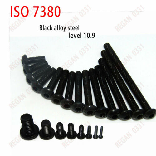 25/50/100x M3 Black Alloy Steel Allen Hex Socket Button Head Screw Bolt Iso7380